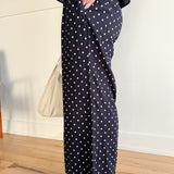 Polka Dot Wide Leg Pants- Navy - Ana Patricia Boutique