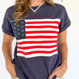American Flag Top- Navy