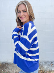 The Maddie Stripe Sweater-Royal Blue