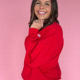 LOVE Patch Pullover- Red