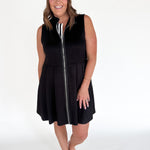 Sleeveless Scuba Zip Up Dress-Black - Ana Patricia Boutique
