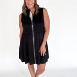 Sleeveless Scuba Zip Up Dress-Black - Ana Patricia Boutique