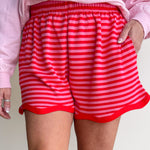 Scallop Edge Shorts-Red/Pink - Ana Patricia Boutique