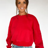 Star Patched Crewneck- Red