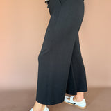 Scuba Cropped Wide Pant- Black