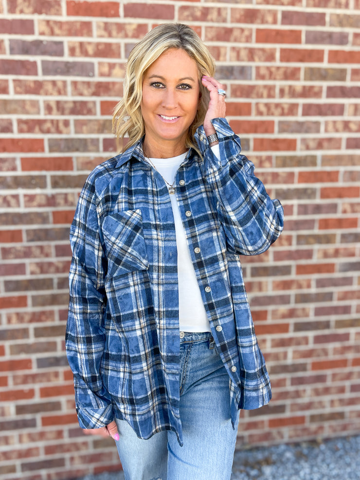 The Laura Plaid Button Up- Blue