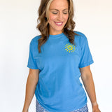 Sun Rise Sun Burn Graphic Tee- Blue