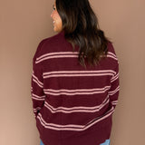 Double Stripe Sweater- Burgundy