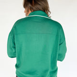 Scuba Piping Quarter Zip- Green/Cream