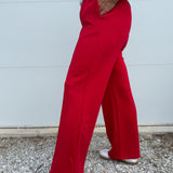 Soft Scuba Wide Pants-Red