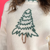 Christmas Tree Stitch Sweater- Ivory