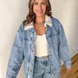 Sherpa Collared Denim Jacket