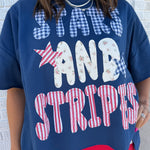 Stars & Stripes Patchwork Top- Blue - Ana Patricia Boutique