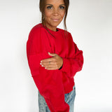 Star Patched Crewneck- Red