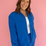 Peplum Windbreaker Jacket- Blue - Ana Patricia Boutique
