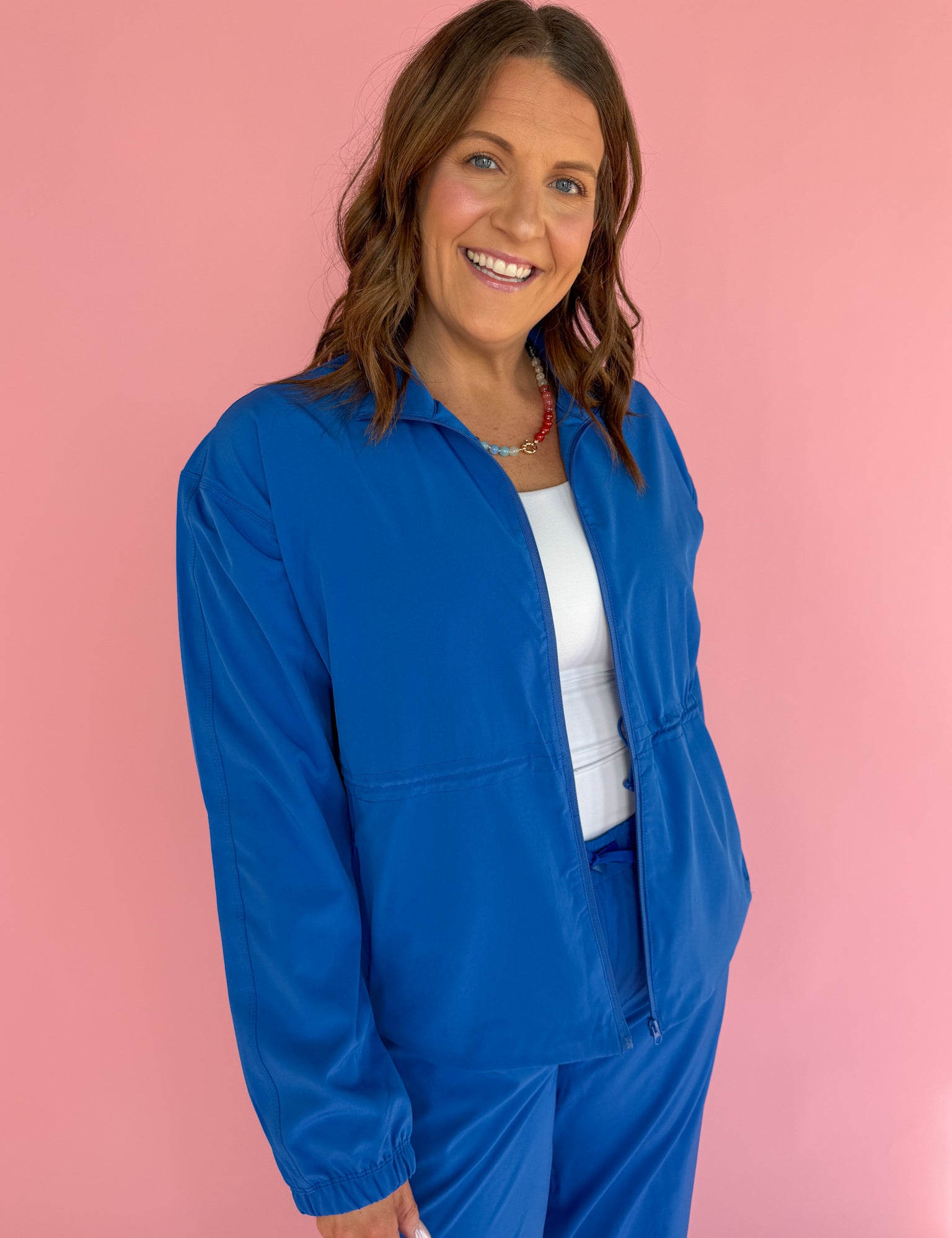 Peplum Windbreaker Jacket- Blue - Ana Patricia Boutique