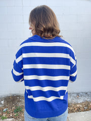 The Maddie Stripe Sweater-Royal Blue