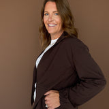 Peplum Windbreaker Jacket-Chocolate Brown