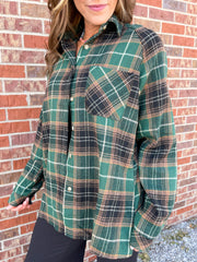 The Katie Plaid Button Up- Green