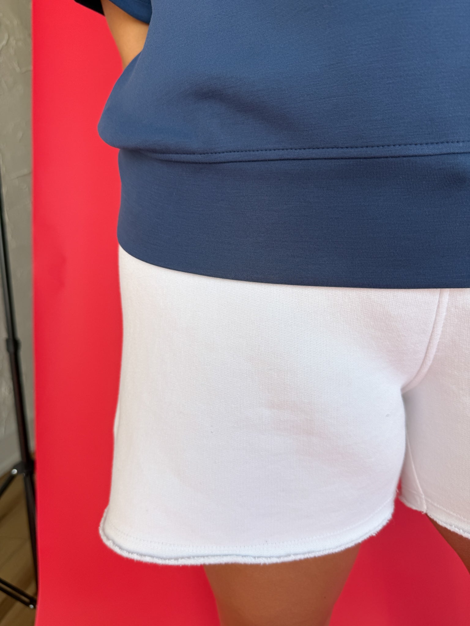V Neck Piping Top- Navy - Ana Patricia Boutique