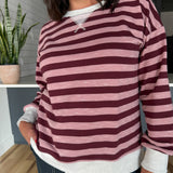 Color Contrast Pullover- Wine/Pink - Ana Patricia Boutique