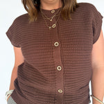 Button Down Cardigan Top- Brown - Ana Patricia Boutique