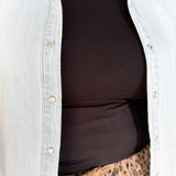Balloon Sleeve Denim Top - Ana Patricia Boutique