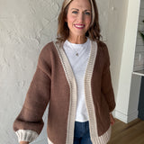 Open Front Sweater Cardigan- Mocha - Ana Patricia Boutique