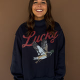 Lucky Duck Reversible Mock Neck- Navy
