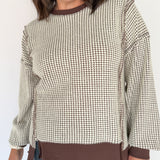 Oversized Waffleknit Pullover- Chocolate - Ana Patricia Boutique