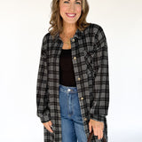 Plaid Brushed Jacket-Black/White