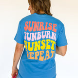Sun Rise Sun Burn Graphic Tee- Blue