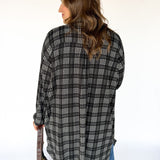 Plaid Brushed Jacket-Black/White