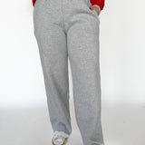Fleece Wide Leg Sweatpants- Heather Grey