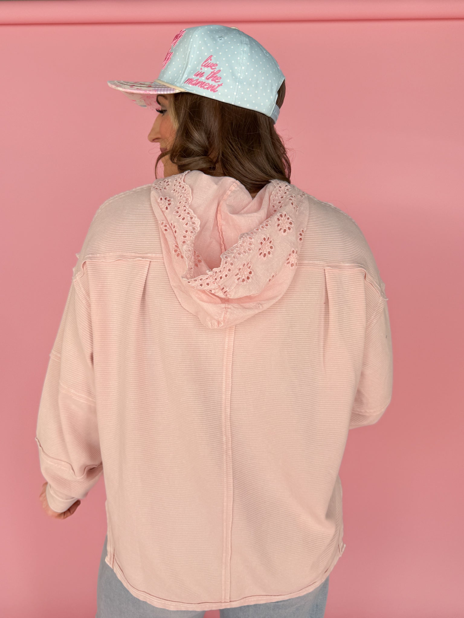 Pink Crochet Hoodie - Ana Patricia Boutique