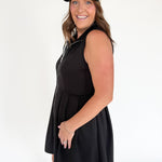 Sleeveless Scuba Zip Up Dress-Black - Ana Patricia Boutique