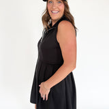 Sleeveless Scuba Zip Up Dress-Black - Ana Patricia Boutique