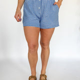 Gingham Boxer Shorts- Blue