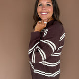 Double Stripe Sweater- Chocolate Brown