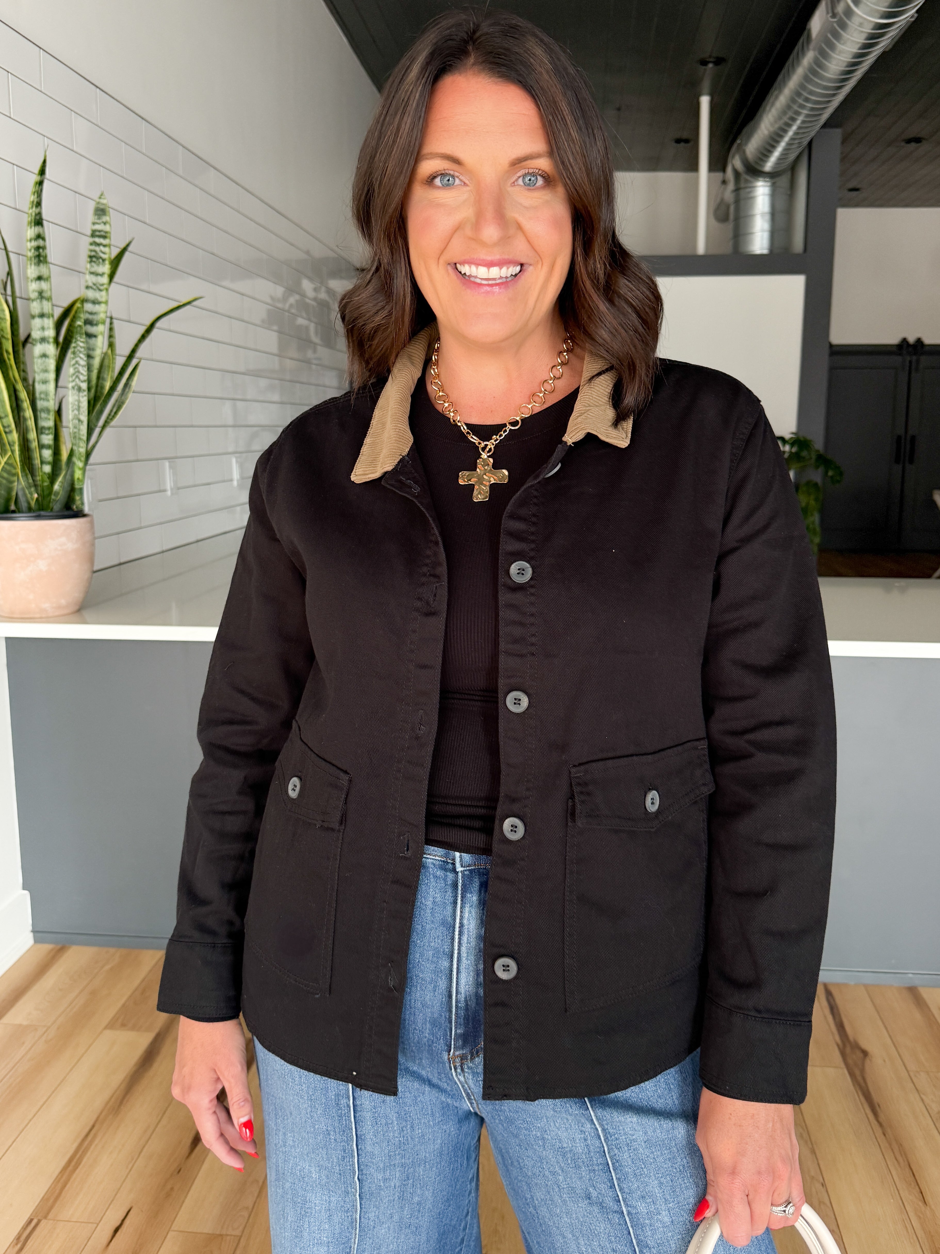 Twill Barn Jacket- Black - Ana Patricia Boutique