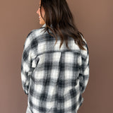 Plaid Flannel Button Up- Black