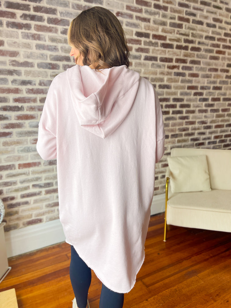 Long Line Open Cardigan- Pink