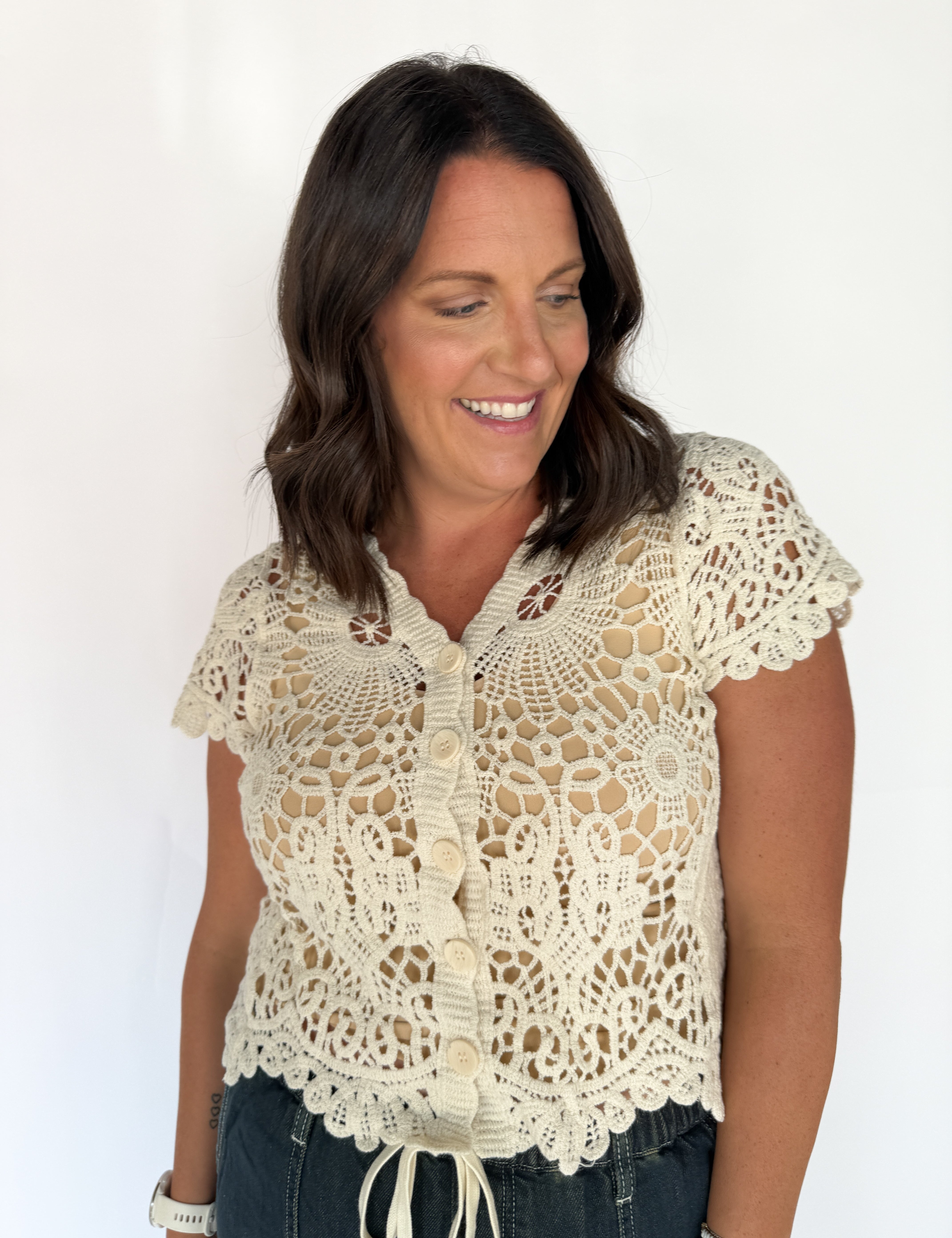 Crochet Button Cardigan - Ana Patricia Boutique
