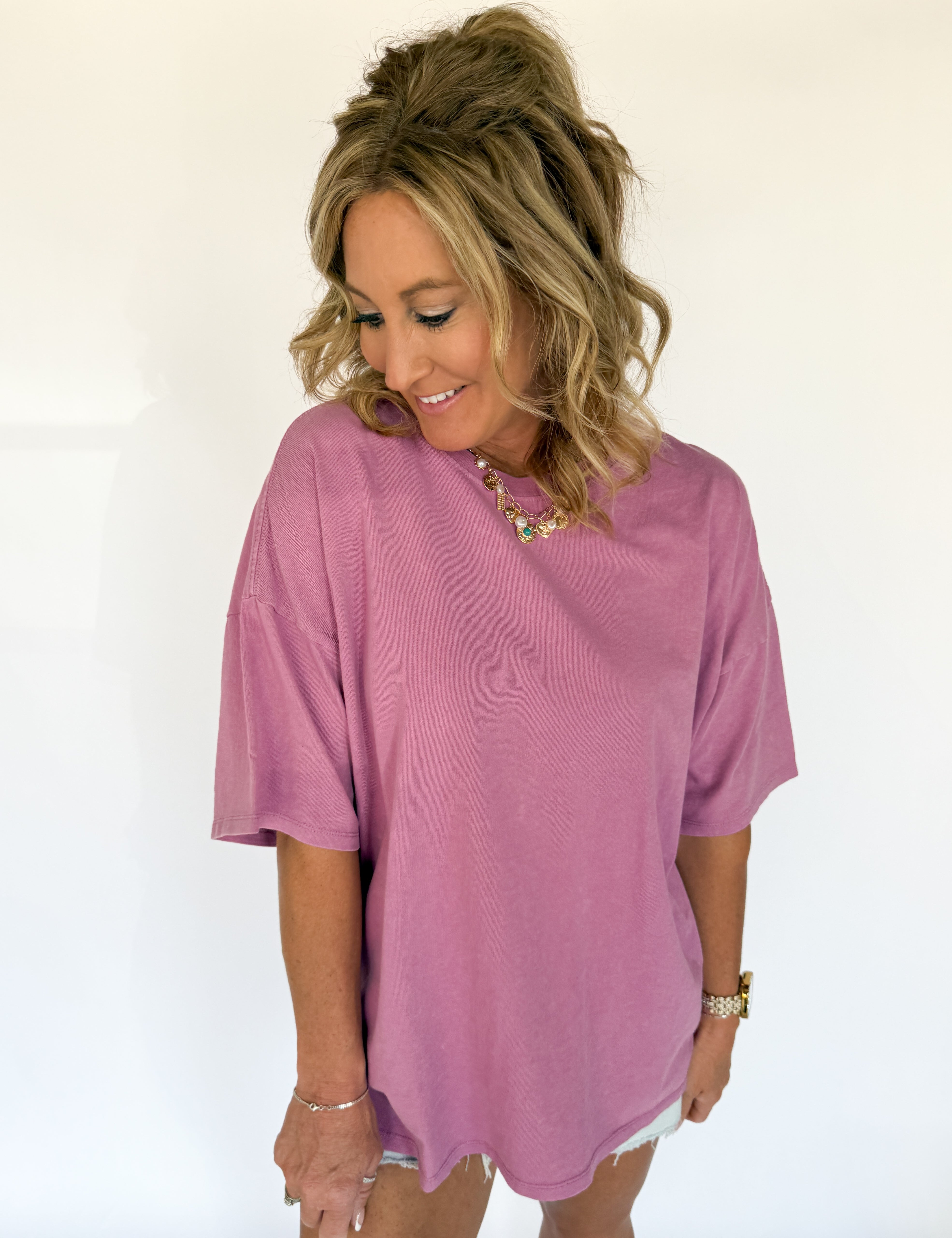 Mineral Wash Oversized Tee-Washed Purple - Ana Patricia Boutique
