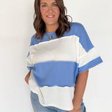 Colorblock Top- Cornflower Blue