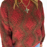 Textured Diamond Sweater- Burgundy