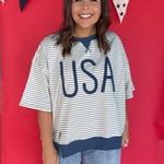 USA Rope Embroidery Top- Blue - Ana Patricia Boutique