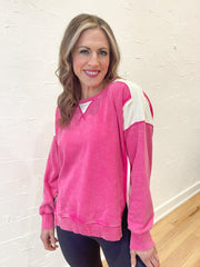 Two Tone Pullover- Fuchsia