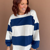 Colorblock Long Sleeve Top- Navy