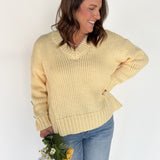 V Neck Sweater- Butter Yellow